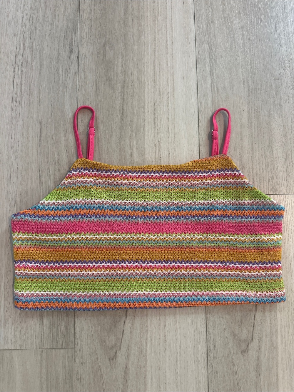 Women’s HYFVE Multicolor Striped Knit Crop Cami - Pink Straps
